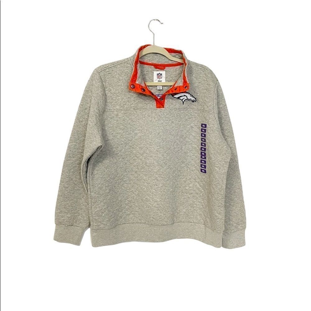 🟢NFL Broncos Quilted Light Grey Pullover XXL